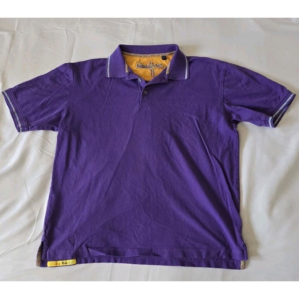 Robert Graham Shirt Mens XL Purple 100% Cotton Knit Short Sleeve Polo